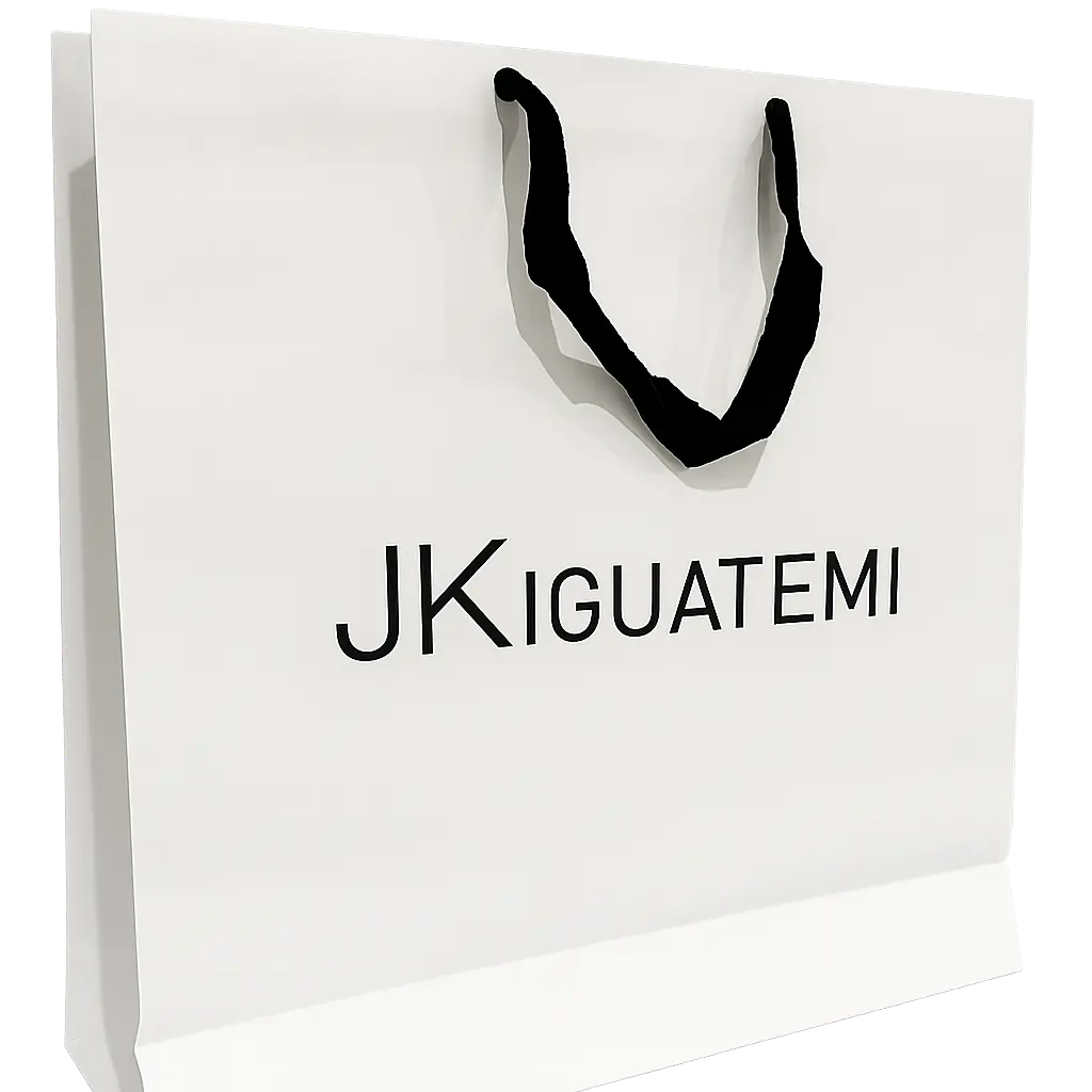 Detalhe da alça de gorgurão em sacola offset de luxo para garrafas