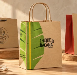 Ilustração de sacolas de papel kraft personalizadas